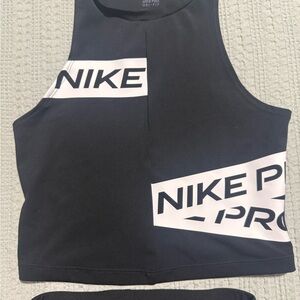 Nike Black Crop Tank and Shorts with White Interior Logo